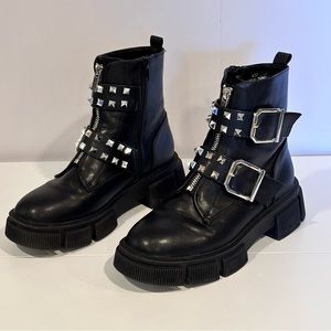 Schuh Women’s Boots US 6.5/UK 4/EU 37 Black Punk Zip Vegan